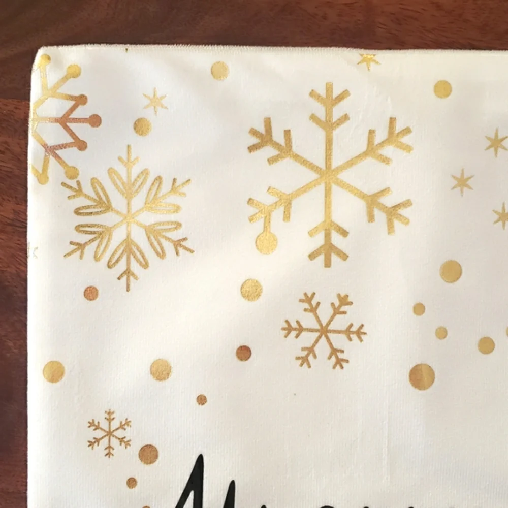 Contemporary Christmas New Year Pillow Cover Metallic Gold Black Snowflake Glam
